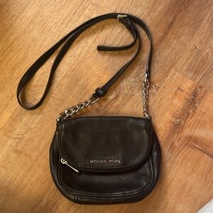 Michael Kors Black Leather Crossbody with Chain Strap
